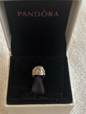 Pandora Silver Ring with Light Green Accent